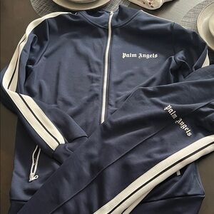 Palm Angels Men's Blue Zip-Up Sweater